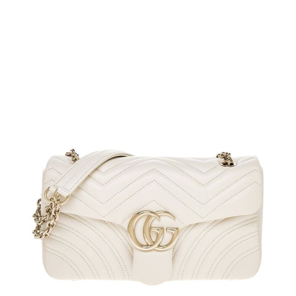 Gucci Gg Marmont Medium Leather Shoulder Bag, White